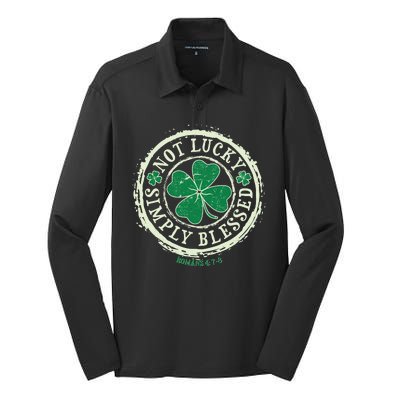 St. Patrick's Day Not Lucky Simply Blessed Romans 4 78 Silk Touch Performance Long Sleeve Polo