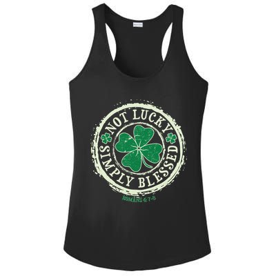St. Patrick's Day Not Lucky Simply Blessed Romans 4 78 Ladies PosiCharge Competitor Racerback Tank