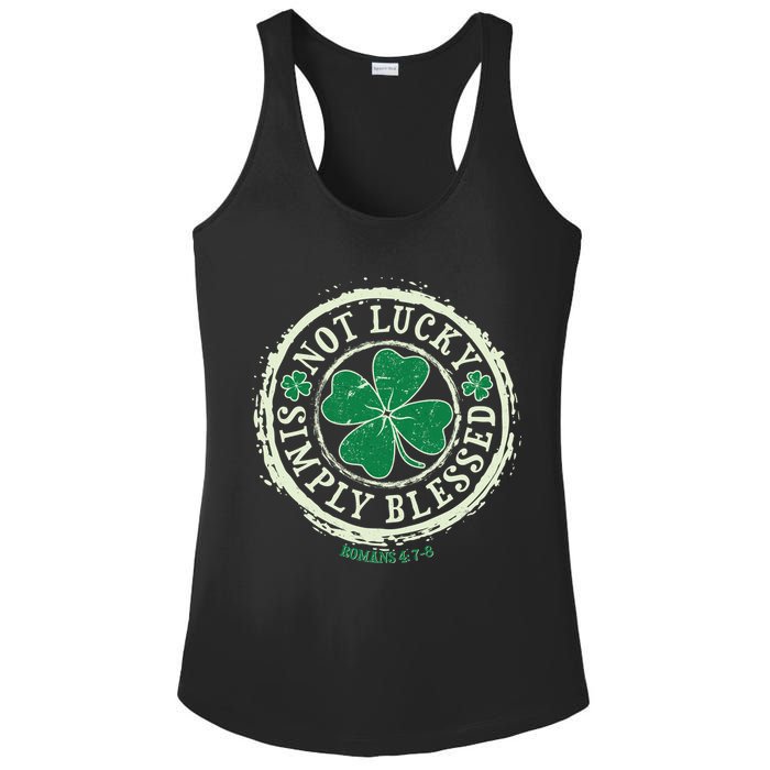 St. Patrick's Day Not Lucky Simply Blessed Romans 4 78 Ladies PosiCharge Competitor Racerback Tank