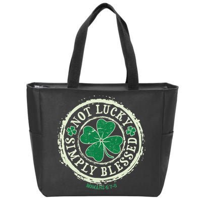 St. Patrick's Day Not Lucky Simply Blessed Romans 4 78 Zip Tote Bag