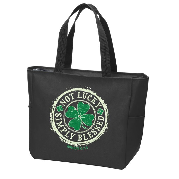 St. Patrick's Day Not Lucky Simply Blessed Romans 4 78 Zip Tote Bag