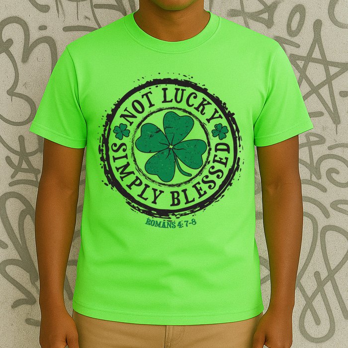 St. Patrick's Day Not Lucky Simply Blessed Romans 4 78 T-Shirt