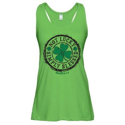 St. Patrick's Day Not Lucky Simply Blessed Romans 4 78 Ladies Essential Flowy Tank