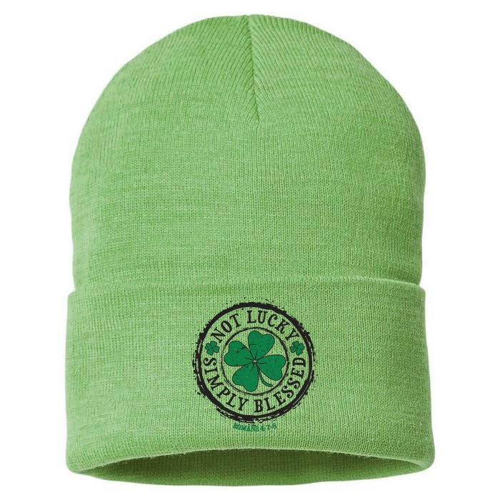 St. Patrick's Day Not Lucky Simply Blessed Romans 4 78 Sustainable Knit Beanie