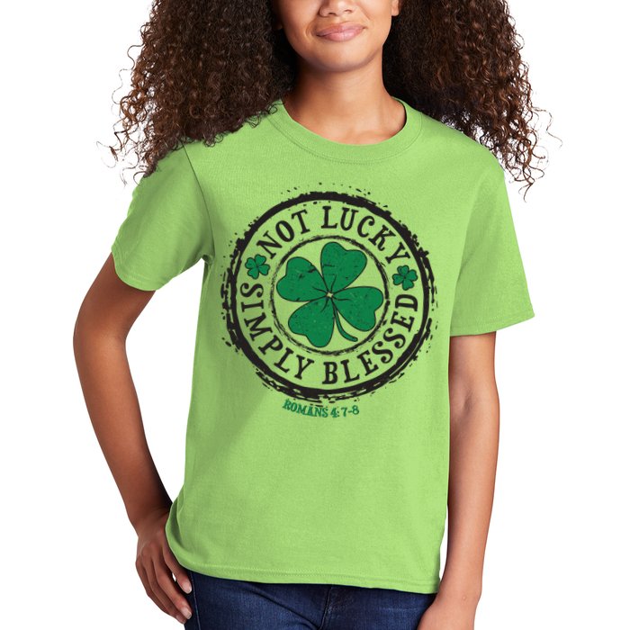 St. Patrick's Day Not Lucky Simply Blessed Romans 4 78 Kids T-Shirt