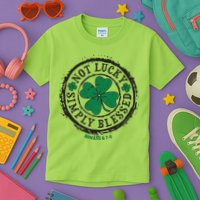 St. Patrick's Day Not Lucky Simply Blessed Romans 4 78 Kids T-Shirt