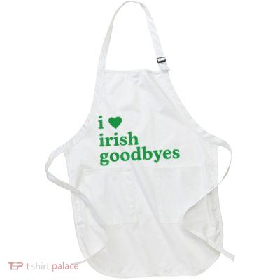 St Patricks Day I Love Irish Goodbyes I Heart Irish Goodbyes Full-Length Apron With Pockets