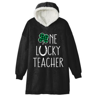 St Patricks Day Prek Kindergarten Teachers One Lucky Teacher Hooded Wearable Blanket