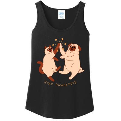 STAY PAWSITIVE Dog And Cat Lover Ladies Essential Tank