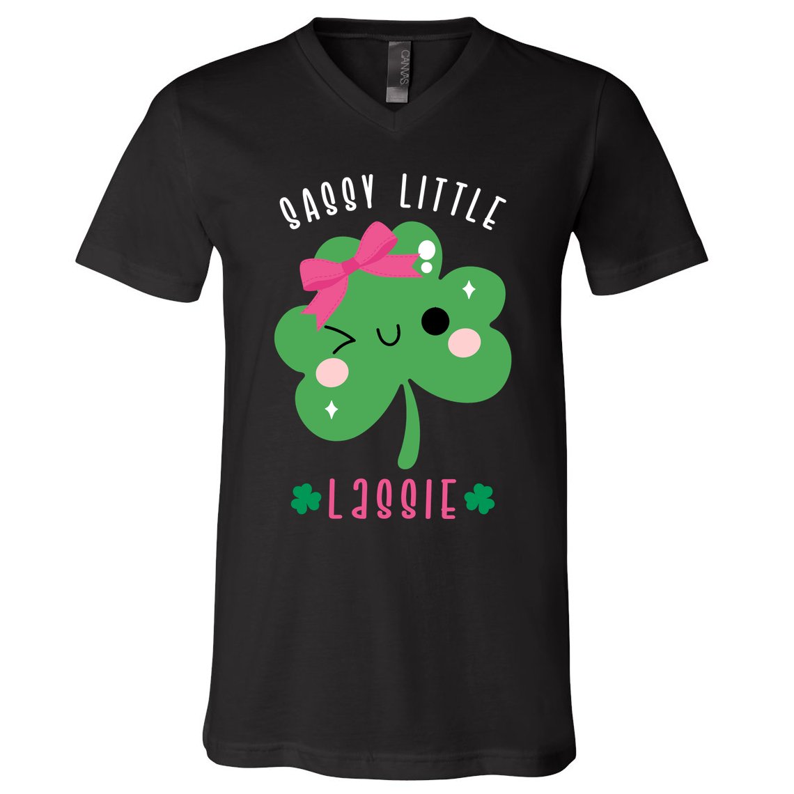 St Patricks Day Sassy Little Lassie Cute Funny V-Neck T-Shirt