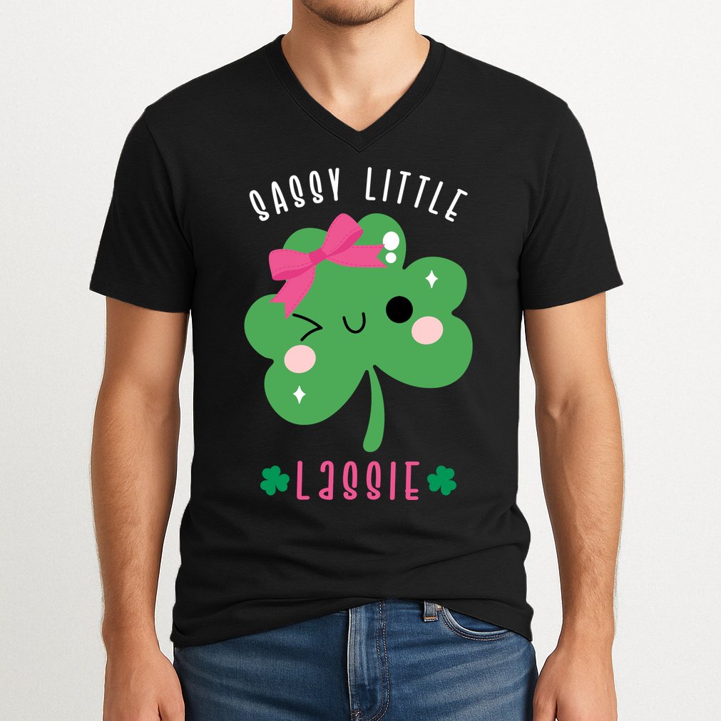 St Patricks Day Sassy Little Lassie Cute Funny V-Neck T-Shirt
