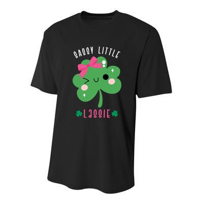 St Patricks Day Sassy Little Lassie Cute Funny Youth Performance Sprint T-Shirt