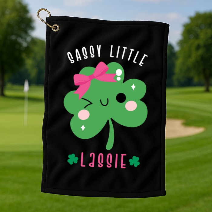 St Patricks Day Sassy Little Lassie Cute Funny Golf Towel