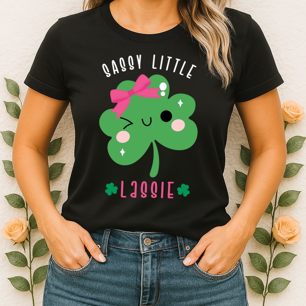 St Patricks Day Sassy Little Lassie Cute Funny Womens T-Shirt