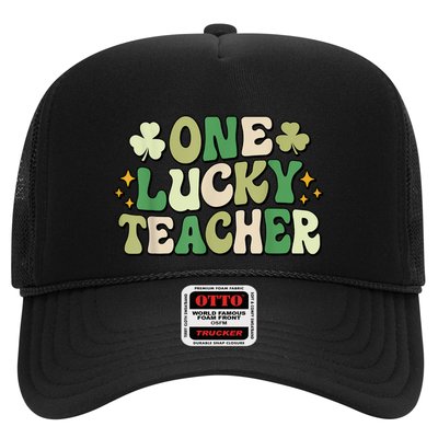 St PatrickS Day Retro Teacher Student Apparel One Lucky Teacher Groovy Trucker Hat