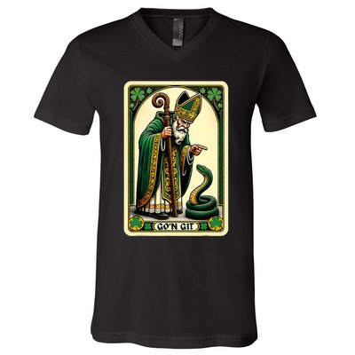 St Patricks Day Tarot Card GoN Git Funny St Patrick V-Neck T-Shirt