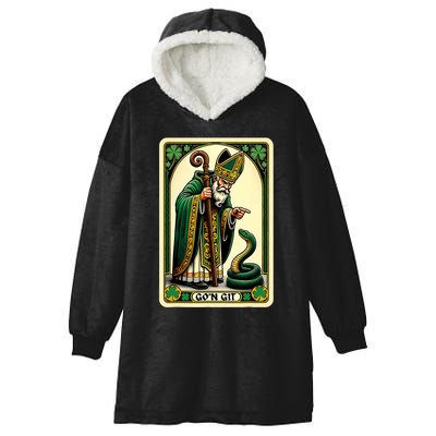 St Patricks Day Tarot Card GoN Git Funny St Patrick Hooded Wearable Blanket