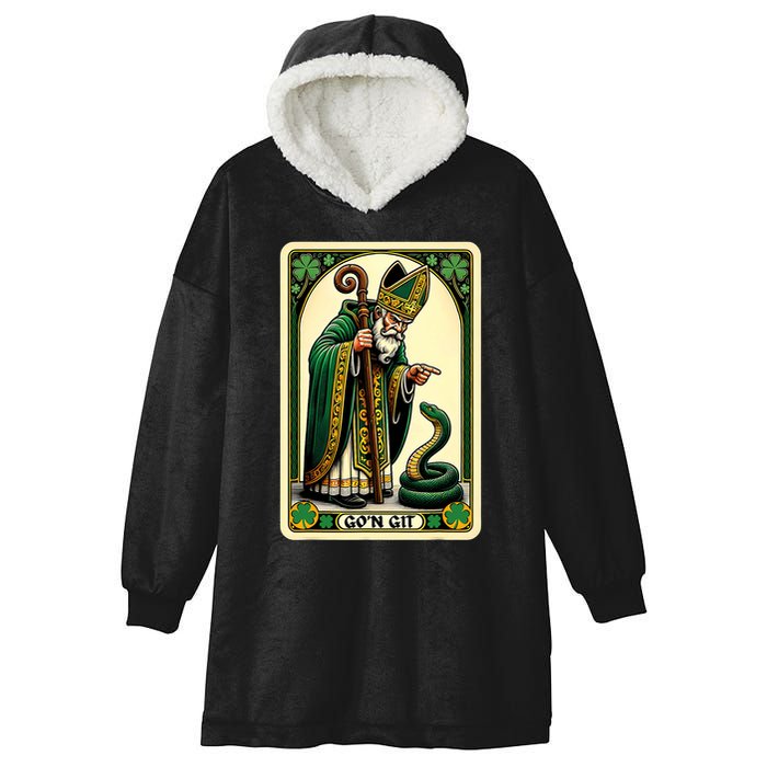 St Patricks Day Tarot Card GoN Git Funny St Patrick Hooded Wearable Blanket