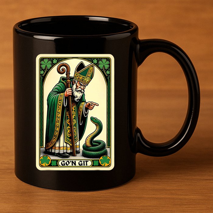 St Patricks Day Tarot Card GoN Git Funny St Patrick 11oz C Handle Ceramic Mug