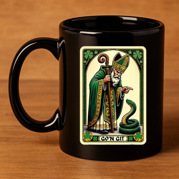 St Patricks Day Tarot Card GoN Git Funny St Patrick 11oz C Handle Ceramic Mug