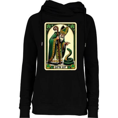 St Patricks Day Tarot Card GoN Git Funny St Patrick Womens Funnel Neck Pullover Hood
