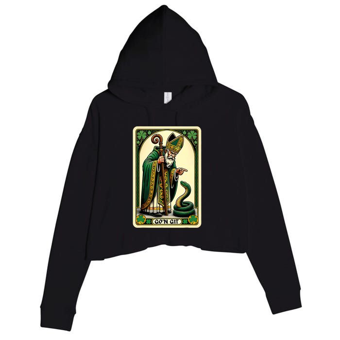 St Patricks Day Tarot Card GoN Git Funny St Patrick Crop Fleece Hoodie