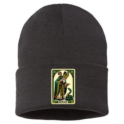 St Patricks Day Tarot Card GoN Git Funny St Patrick Sustainable Knit Beanie