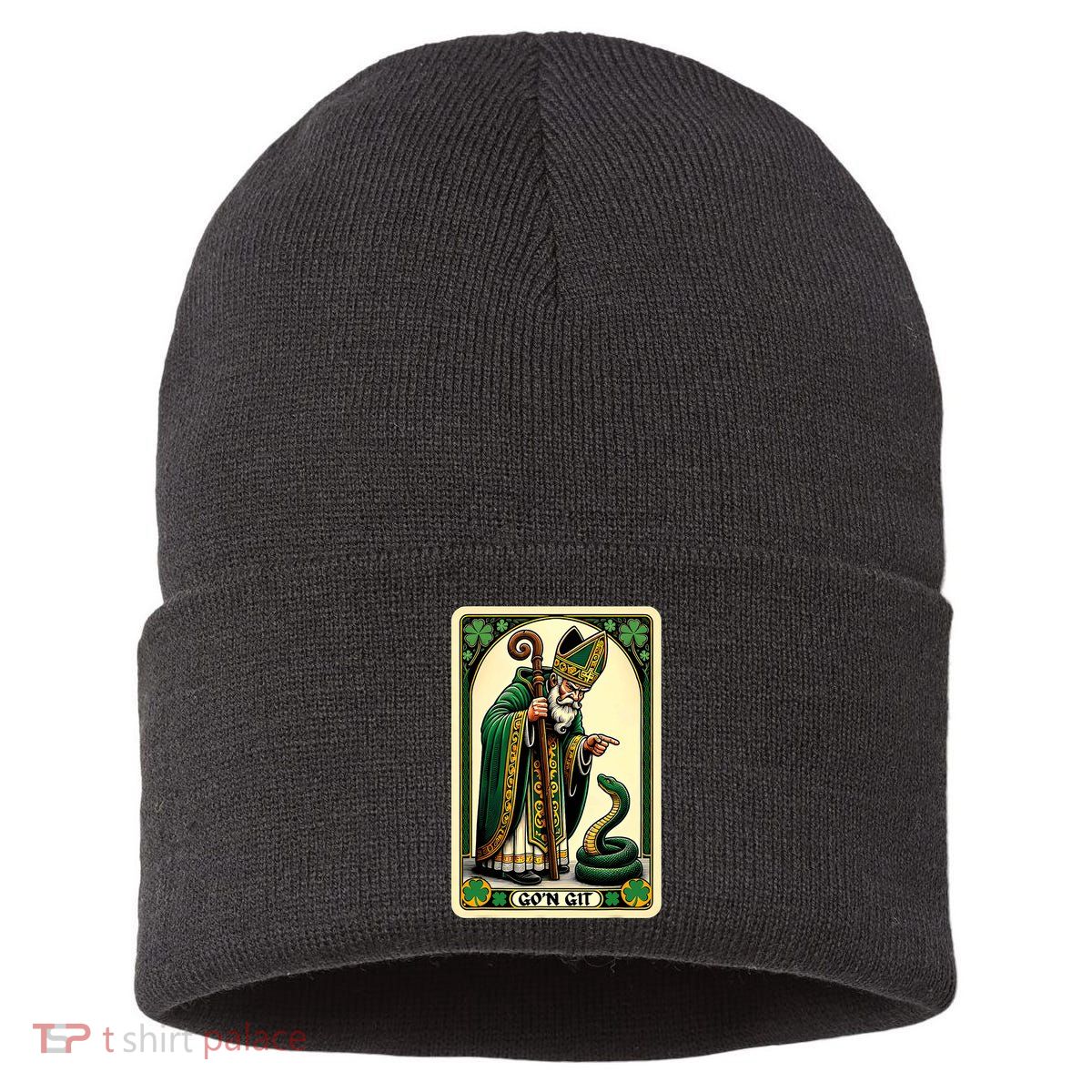 St Patricks Day Tarot Card GoN Git Funny St Patrick Sustainable Knit Beanie