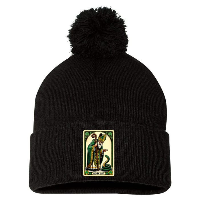 St Patricks Day Tarot Card GoN Git Funny St Patrick Pom Pom 12in Knit Beanie