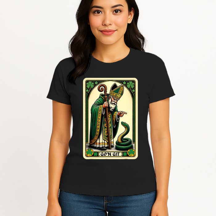 St Patricks Day Tarot Card GoN Git Funny St Patrick Womens T-Shirt