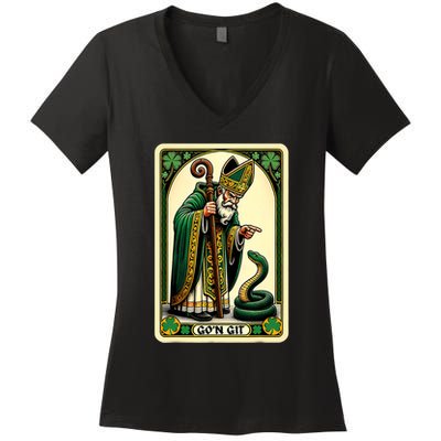 St Patricks Day Tarot Card GoN Git Funny St Patrick Women's V-Neck T-Shirt