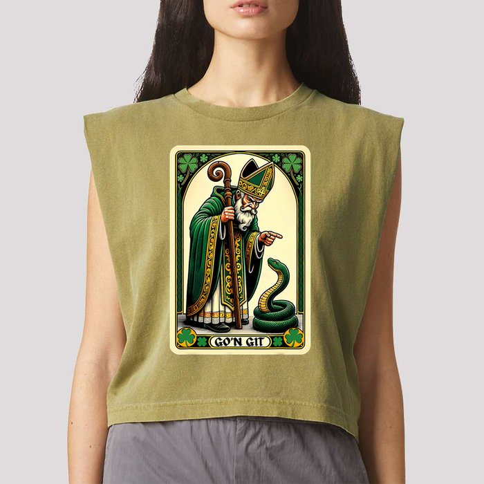 St Patricks Day Tarot Card GoN Git Funny St Patrick Garment-Dyed Women's Muscle Tee