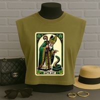 St Patricks Day Tarot Card GoN Git Funny St Patrick Garment-Dyed Women's Muscle Tee