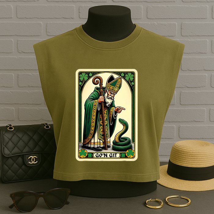 St Patricks Day Tarot Card GoN Git Funny St Patrick Garment-Dyed Women's Muscle Tee