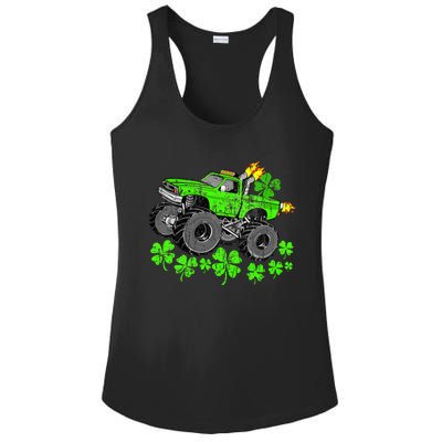 St Patricks Day Lucky Monster Truck Ladies PosiCharge Competitor Racerback Tank