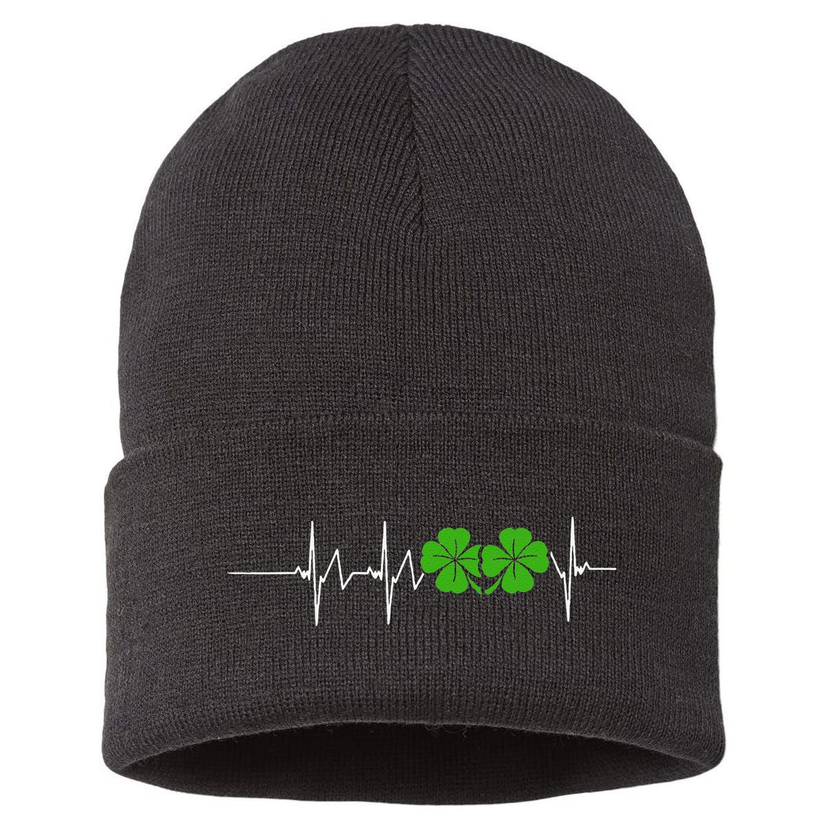 St Patricks Day Ireland Heartbeat Sustainable Knit Beanie