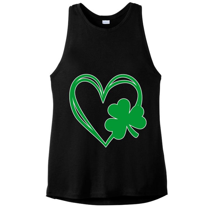St Patricks Day Shamrock Heart Ladies PosiCharge Tri-Blend Wicking Tank