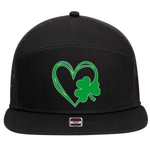 St Patricks Day Shamrock Heart 7 Panel Mesh Trucker Snapback Hat