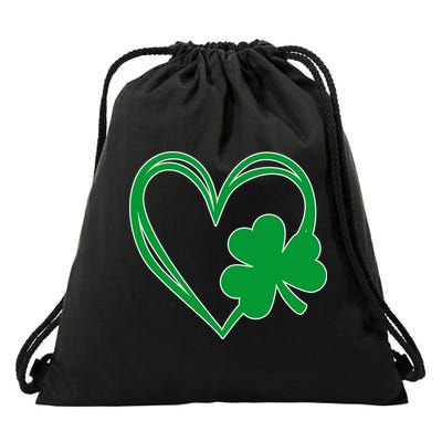 St Patricks Day Shamrock Heart Drawstring Bag