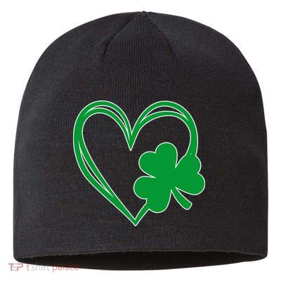 St Patricks Day Shamrock Heart Sustainable Beanie