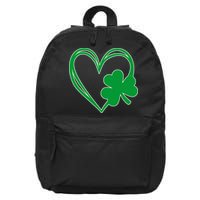 St Patricks Day Shamrock Heart 16 in Basic Backpack