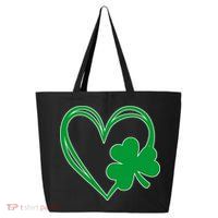 St Patricks Day Shamrock Heart 25L Jumbo Tote