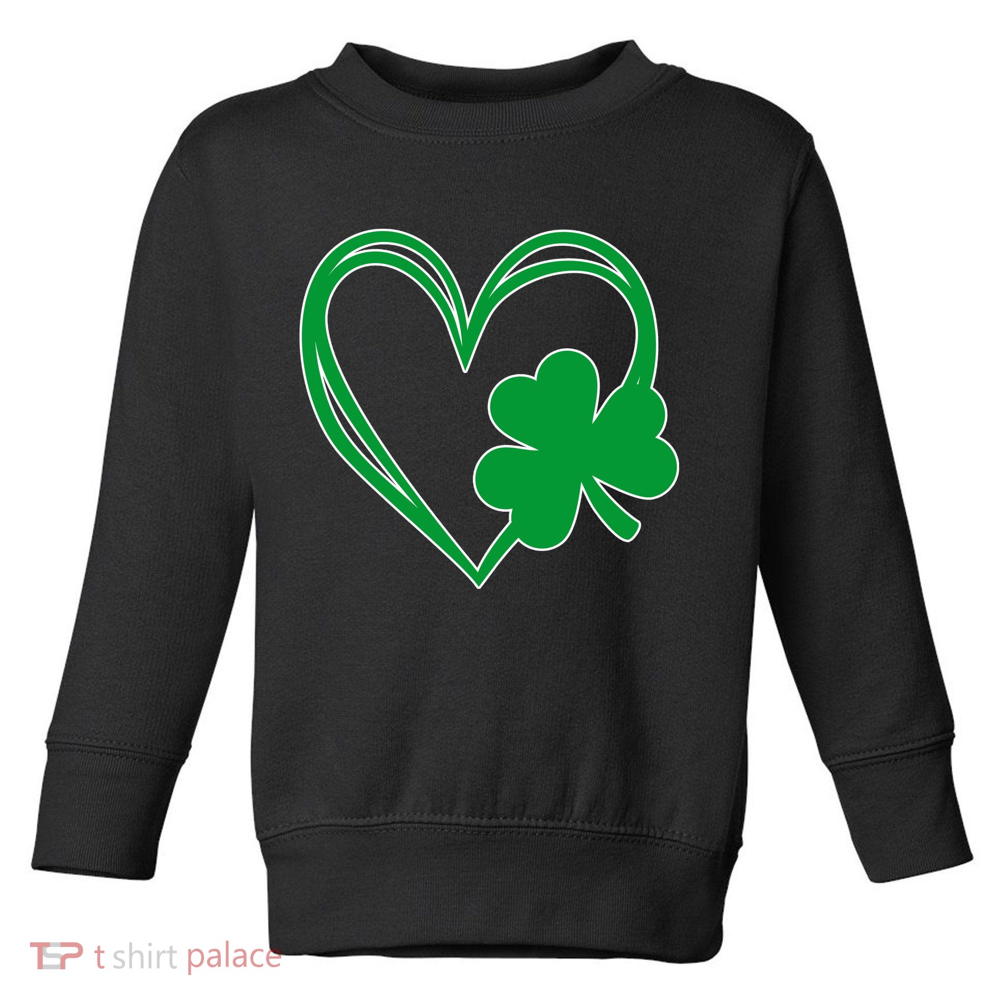 St Patricks Day Shamrock Heart Toddler Sweatshirt