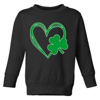 St Patricks Day Shamrock Heart Toddler Sweatshirt