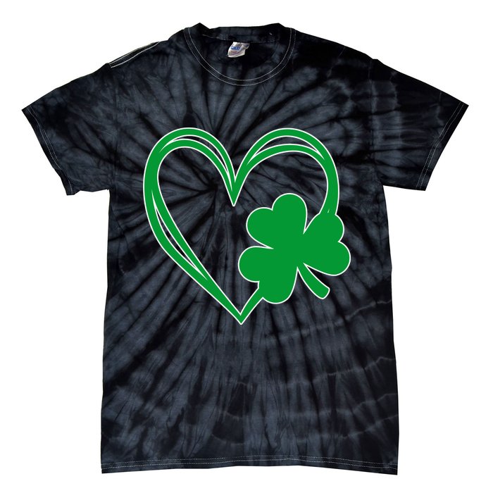 St Patricks Day Shamrock Heart Tie-Dye T-Shirt