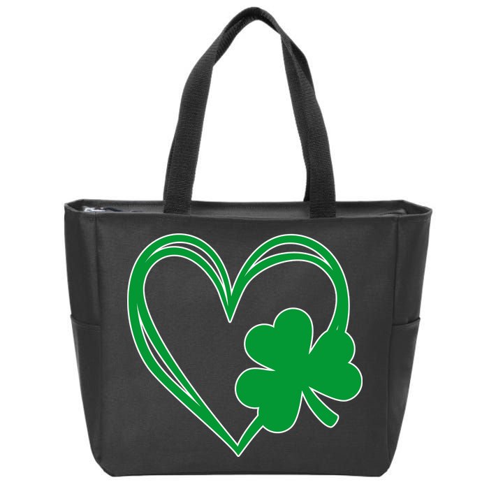 St Patricks Day Shamrock Heart Zip Tote Bag