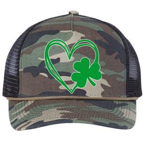 St Patricks Day Shamrock Heart Retro Rope Trucker Hat Cap