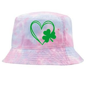 St Patricks Day Shamrock Heart Tie-Dyed Bucket Hat