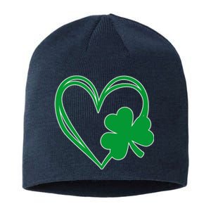 St Patricks Day Shamrock Heart Sustainable Beanie