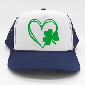 St Patricks Day Shamrock Heart Trucker Hat